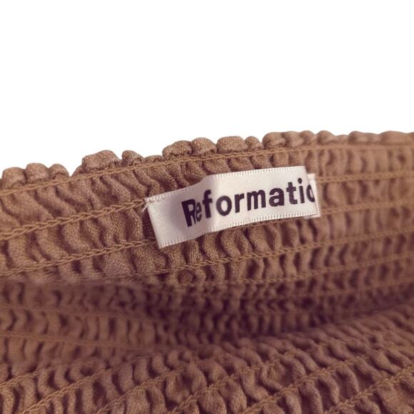 Reformation Gitane Smocked Linen Midi Dress Measures S/M - Picture 8 of 9